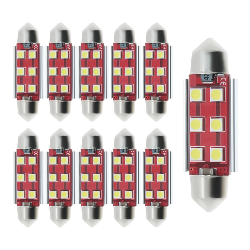 

100PC C5W 31mm 36mm 39mm 41mm Car LED Bulb C5W C10W 3030 6 SMD LED CANBUS Auto Interior Dome Lamp Reading Bulb 12V-24V