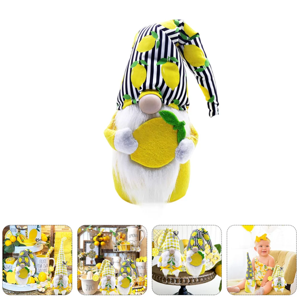 

1pc Lemon Pattern Faceless Doll Gnome Adornment Doll Ornament Plush Gnome Doll