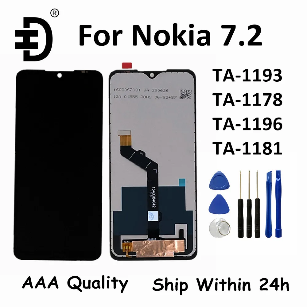 

Screen For Nokia 7.2 LCD Display Touch Digitizer Screen Assembly For Nokia 7.2 TA-1193 TA-1178 TA-1196 TA-1181 LCD Replacement
