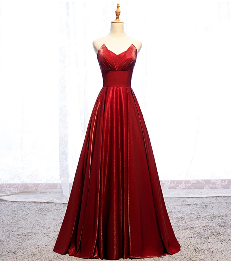 

Robe De Soiree New Red Satin Long Evening Dress custom SizeVestido De Festa Party Prom Dresses A-line Homecoming Dress