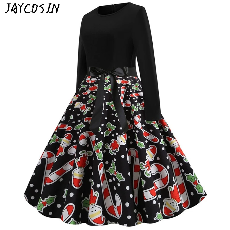 Женское рождественское элегантное винтажное праздничное платье до середины