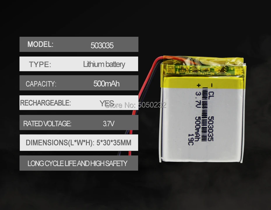 4 шт. 500 мАч 3 7 в 503035 литий полимерная lipo аккумуляторная батарея для gps MP3 MP4 DVD bluetooth