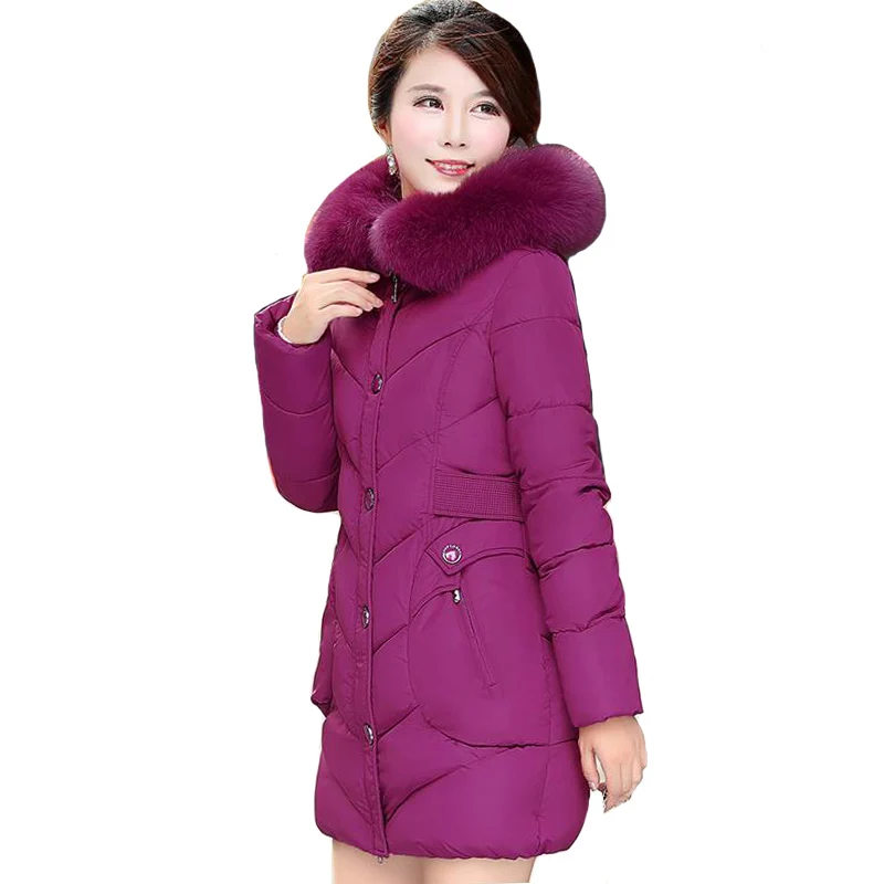 2019 Высококачественная верхняя одежда с капюшоном и меховым воротником Женское