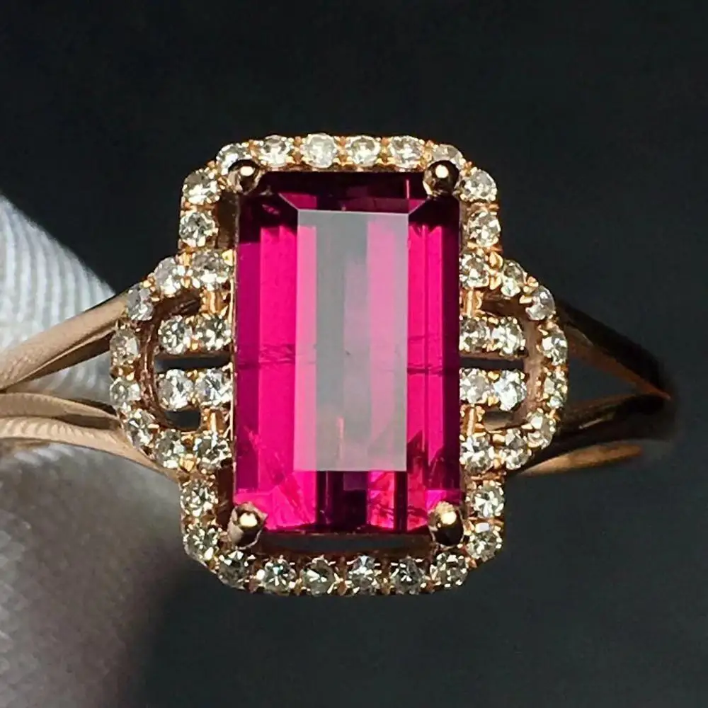 Женское кольцо с натуральным турмалином 18 к | Украшения и аксессуары