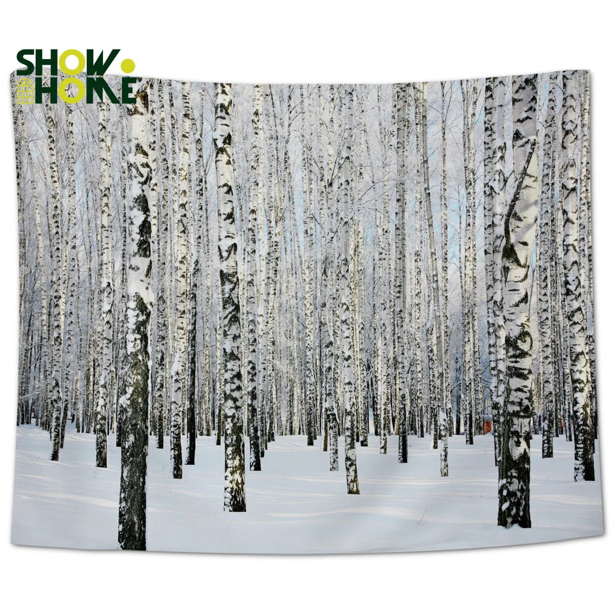 Снежный лес Березовое дерево растение открытый зимний гобелен настенный Декор |
