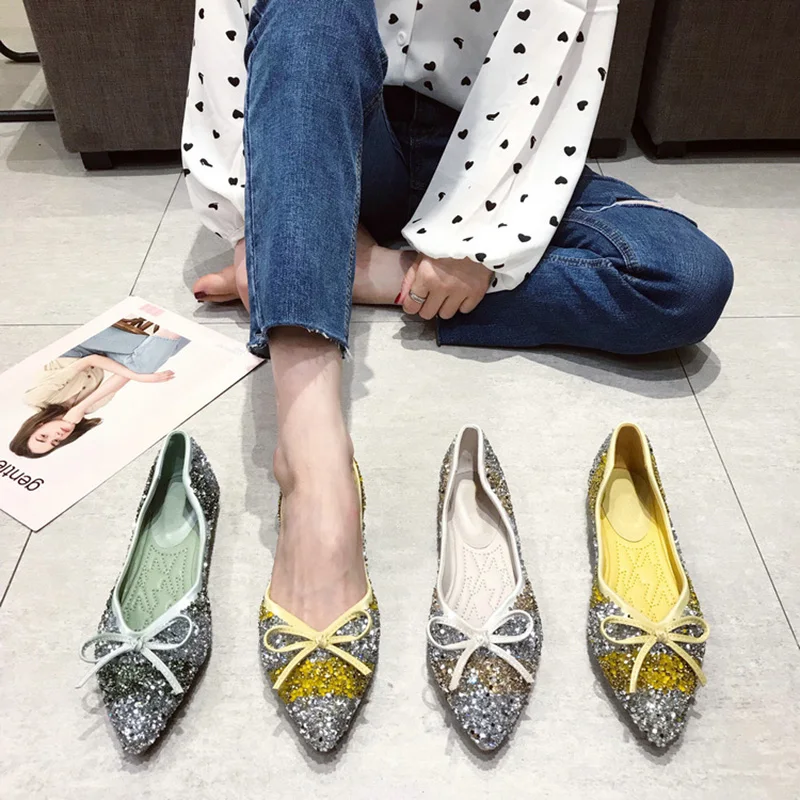 

Fashion Women Bling Shoes Pointed toe Women Flats Slip on Woman Casual Shoes Female Footwear Soft Shoes Comfortable A1681