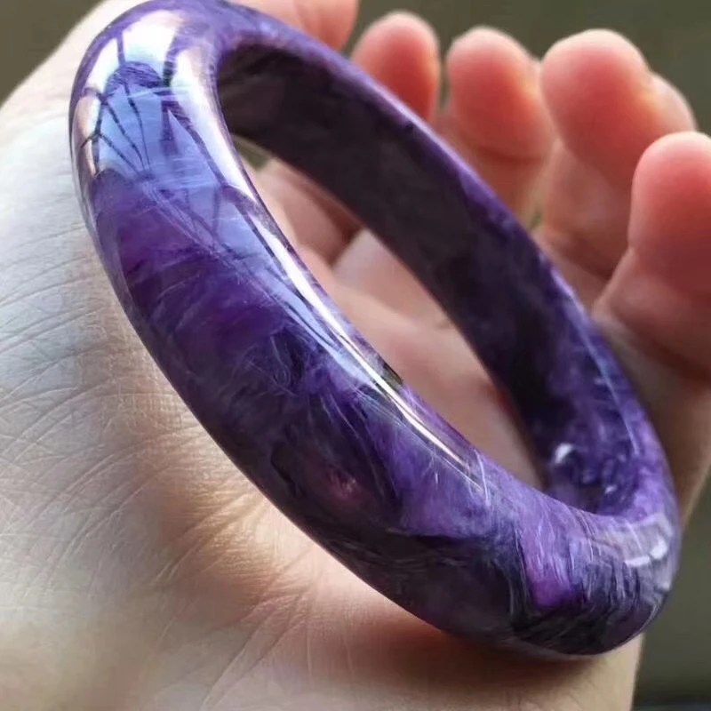 Из натуральной фиолетовый Чароит драгоценные камни круглые бусины браслет 58 мм