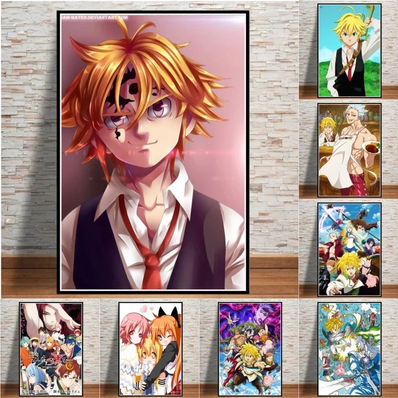 

New The Seven Deadly Sins Classic Japan Hot Anime Comic Poster Wall Art Painting Canvas Picture Prints Living Home Room Decor