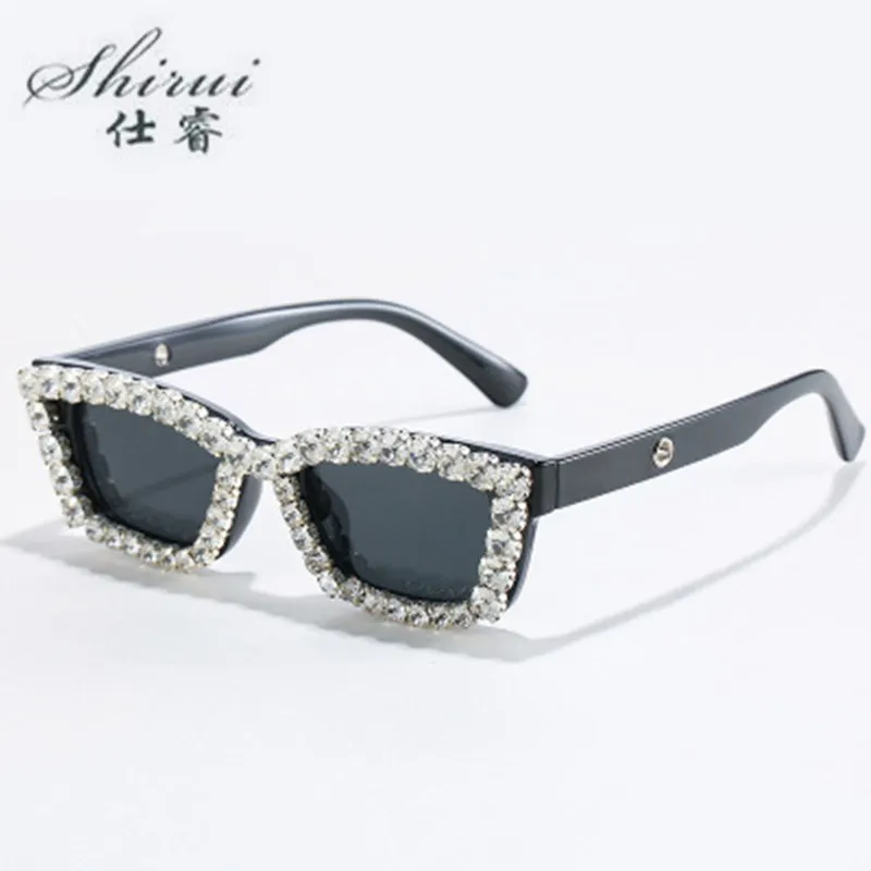 

Gothic Fashion Luxury Diamond Crystal Cat Eye Sunglasses Women Mirror Big Rhinestone Rays Shades Sun Glasses Lady De Sol Mujer