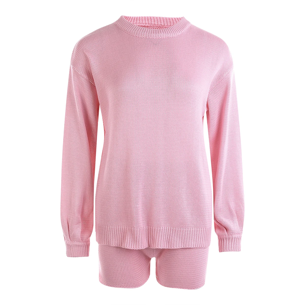 Комплект Спортивный женский из двух предметов трикотажный топ и шорты на осень |