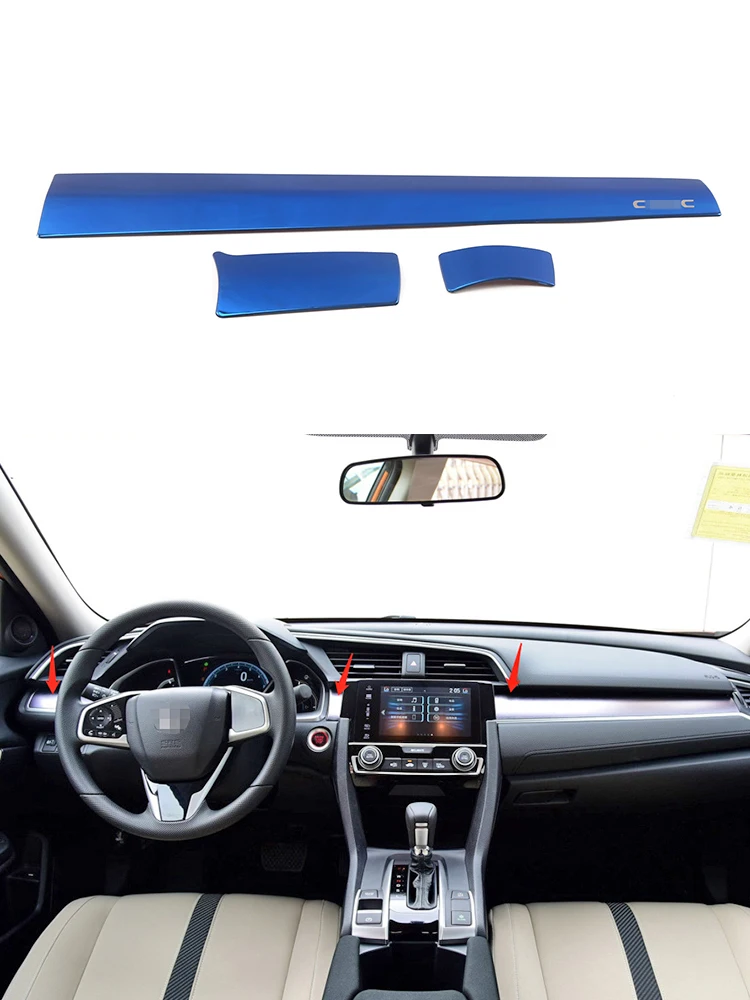 

Наклейка на переднюю панель центральной приборной панели для Honda Civic 10, 2016, 2017, 2018, 2019, 2020, 2021