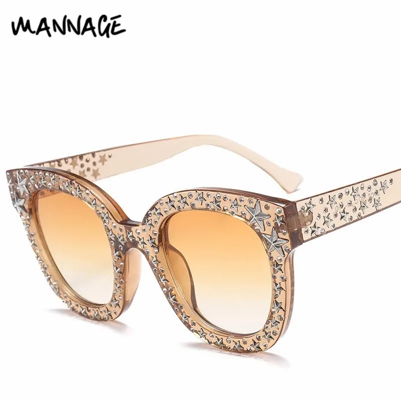Стразы украшенные Квадратные Солнцезащитные очки женские роскошные