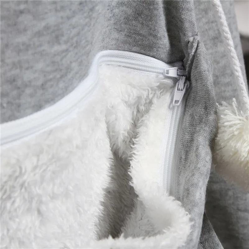 Kawaii Fur Lining Pet Pockets Womens Pullover Casual Harajuku Hoody Sweatshirt Long Sleeve Autumn Loose Fit Top Moletom Feminino | Женская