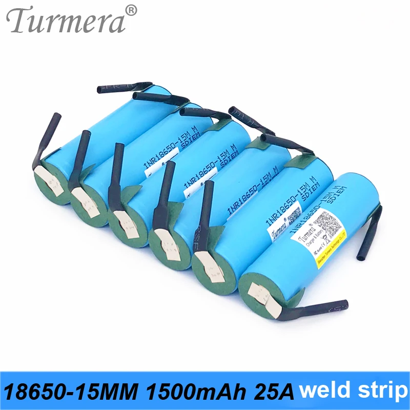 Turmera INR18650 15MM 1500 мА/ч 25A 3 6 В паяльная Никель для отвертка шуры Шурик Батарея и