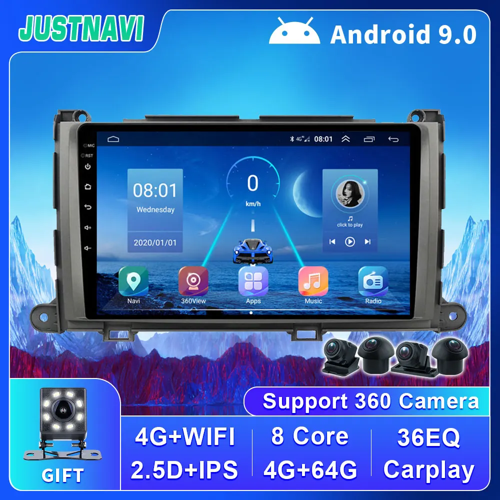 

Android 9.0 Car Multimedia Video Player For Toyota Sienna 2009-2014 Navigation 2 Din GPS With Bluetooth WIFI SWC DSP No DVD