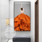 Современная Картина на холсте оранжевого цвета, постеры и принт, уникальная женщина, задняя стенка, художественные рисунки для гостиной, спальни, домашний декор