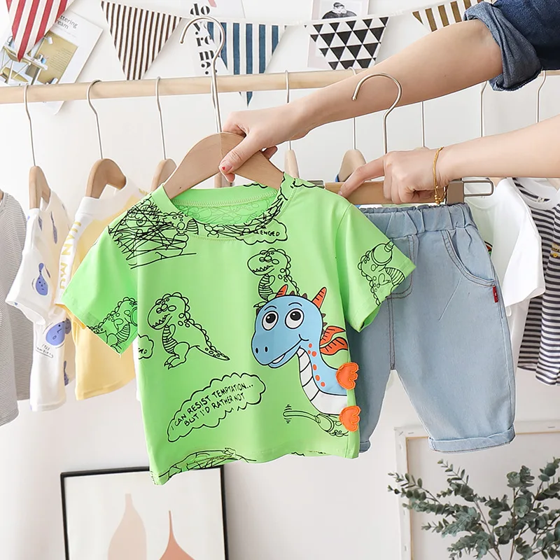 Новинка летняя одежда для маленьких девочек модные Мультяшные футболки и шорты