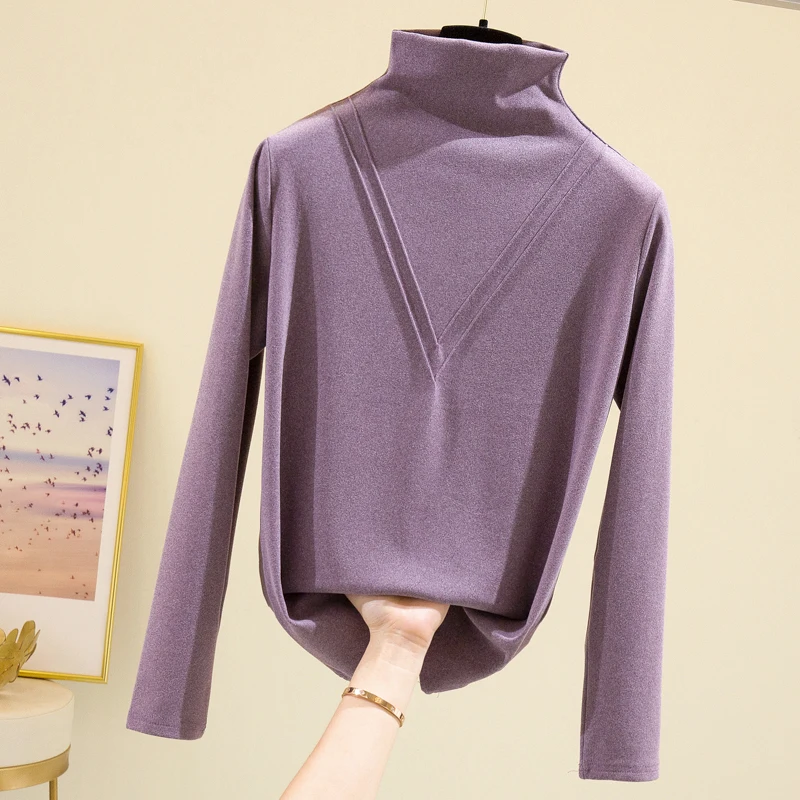 COIGARSAM 4XL размера плюс блузка женская с добавлением шерсти водолазка blusas Женские