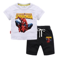 marvel summer spider man childrens clothing cotton fashion sports childrens short sleeved t shirt shorts two piece suit