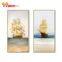 cross stitch kits embroidery needlework sets 11ct water soluble canvas patterns 14c landscape painting golden sailboat ncms099