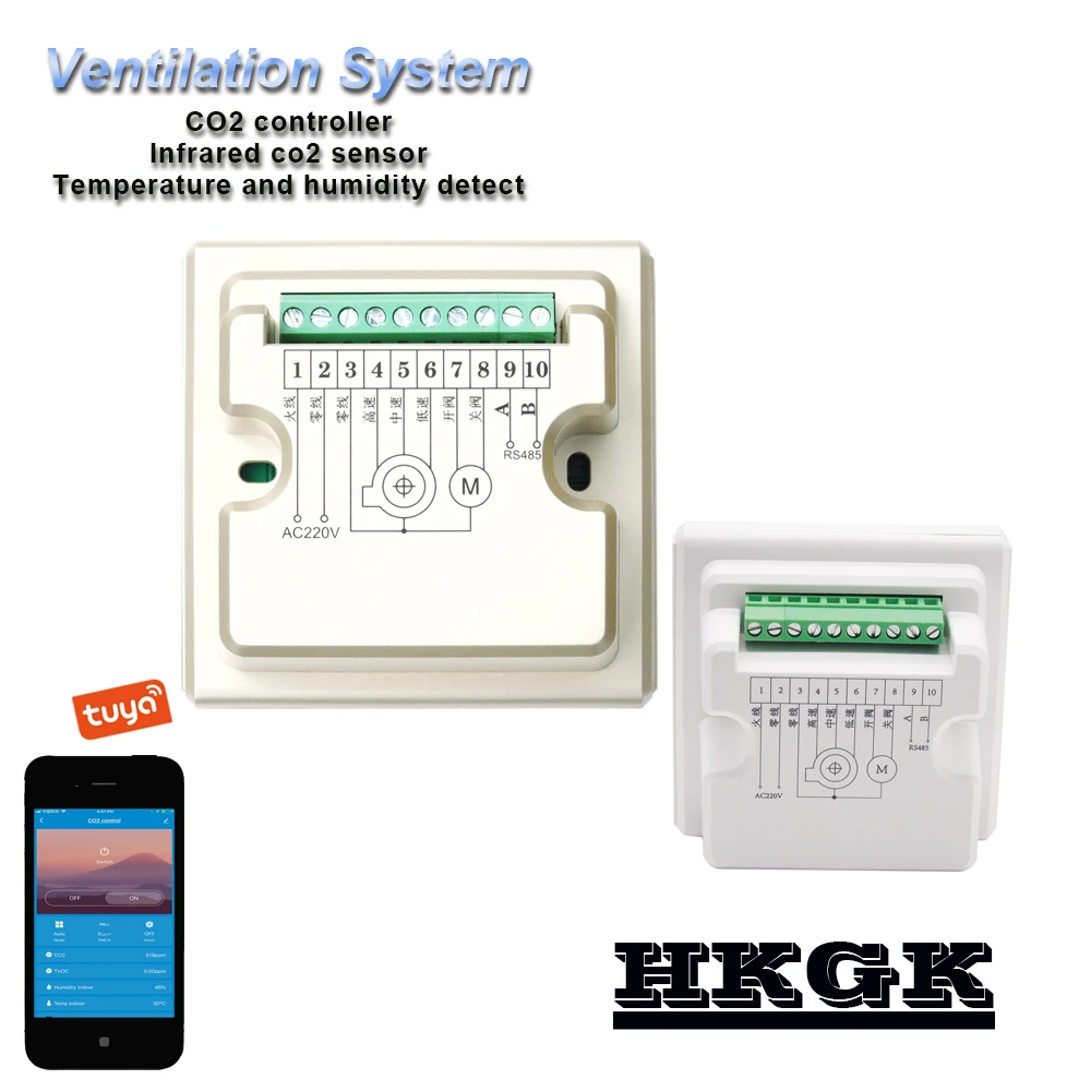 

Indoor ventilation control system CO2 monitoring controller with WiFi&RS485 remote control
