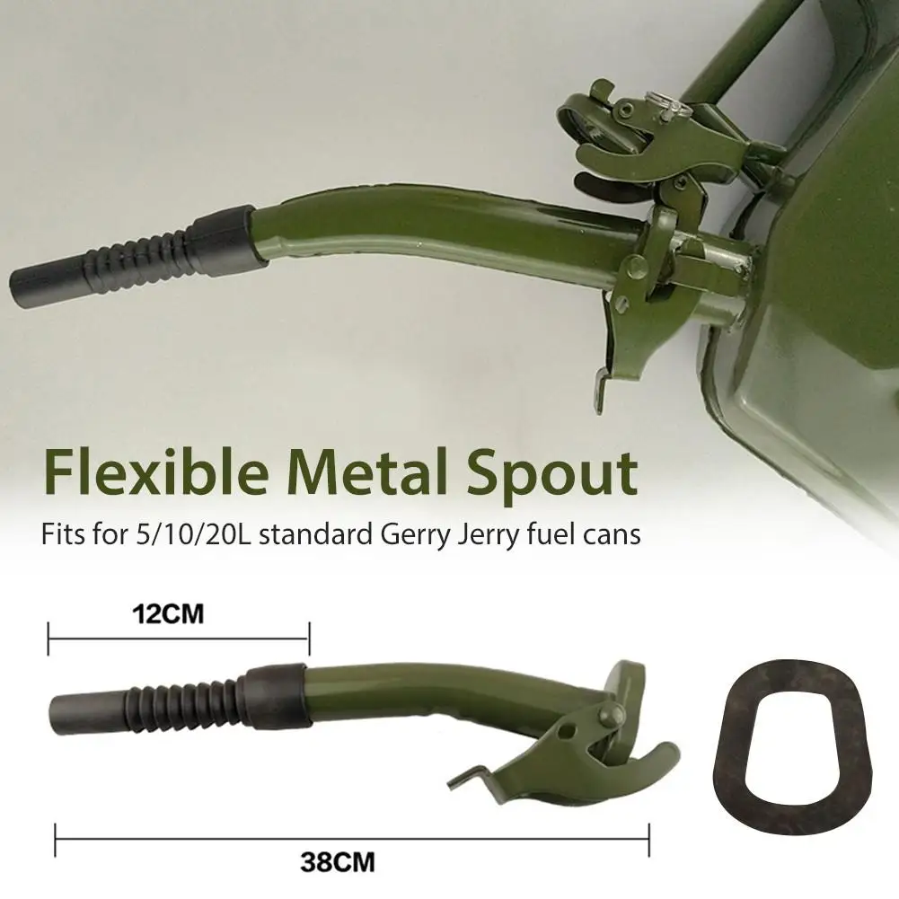 

For 5/10/20 litre jerry cans Metal Rubber Jerry Gerry Can Pouring Spout Flexible Nozzle Petrol Fuel Seal 38cm + Sealing Gasket