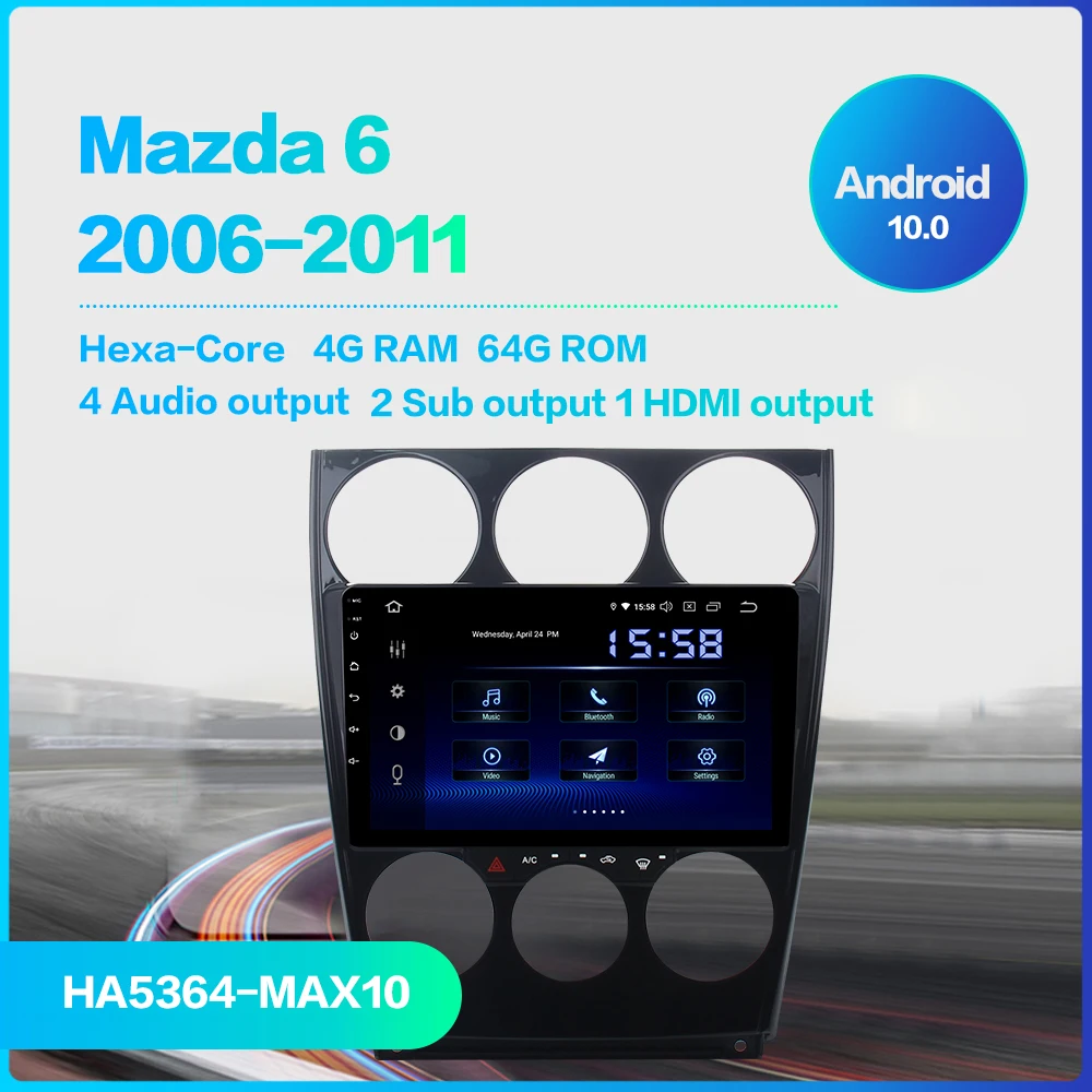 Автомобильный радиоприемник 9 дюймов Android 10 для Mazda 6 GPS 2006 2007 2008 2009 2010 2011 2012 2013
