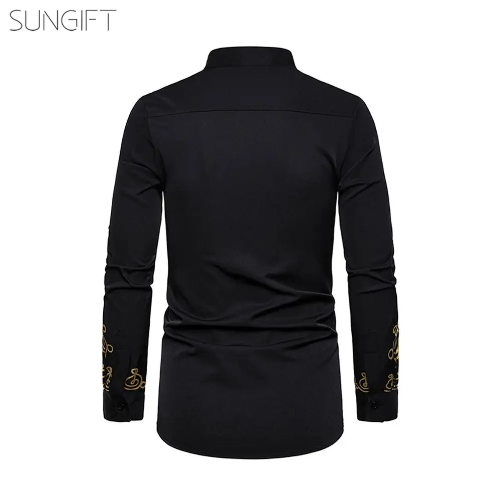 SUNGIFT африканская стильная стойка воротник с пуговицами рубашка для мужчин