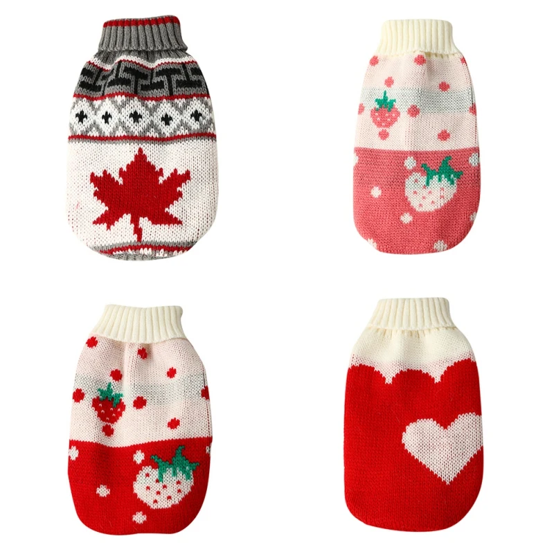 Вязаный свитер с воротником-хомутом для домашних животных зимний теплый