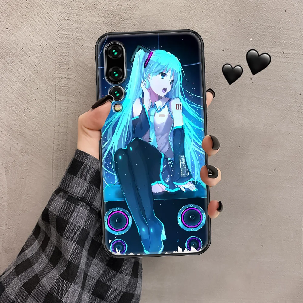 

Anime Miku Cute Hatsune Phone case For Huawei P Mate P10 P20 P30 P40 10 20 Smart Z Pro Lite 2019 black pretty funda painting