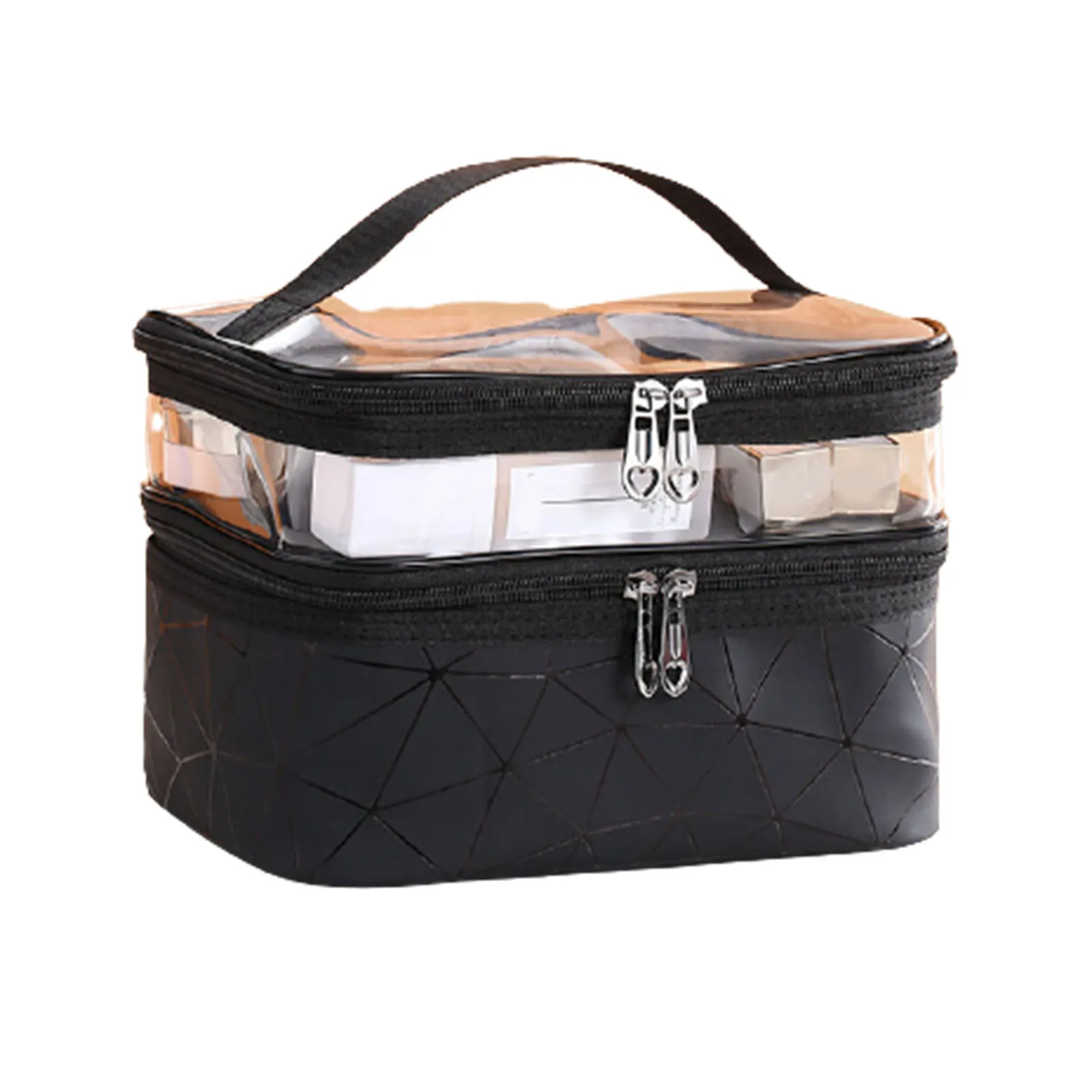 

Модная женская двухслойная квадратная косметичка для улицы, дорожный органайзер, портативные большие туалетные принадлежности