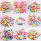 100 шт Красочные овальной звезды U Форма Снежинка Сердце круглые акриловые бусы с отверстием для детей Шарм, изготовление украшений украшения Аксессуары