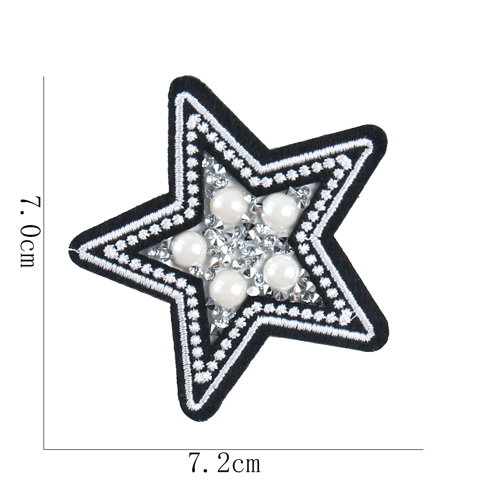

5PCS Beaded Applique Fashion Star Embroidery Patches for Clothing Iron on Fabric Badge DIY Apparel Sewing Accessories Wholesale
