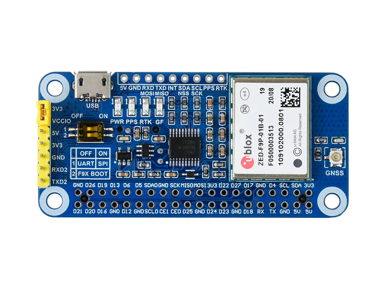 Online ZED-F9P GPS-RTK HUT, Für Raspberry Pi, Zentimeter Genauigkeit, Multi-Band RTK Differential GPS Modul