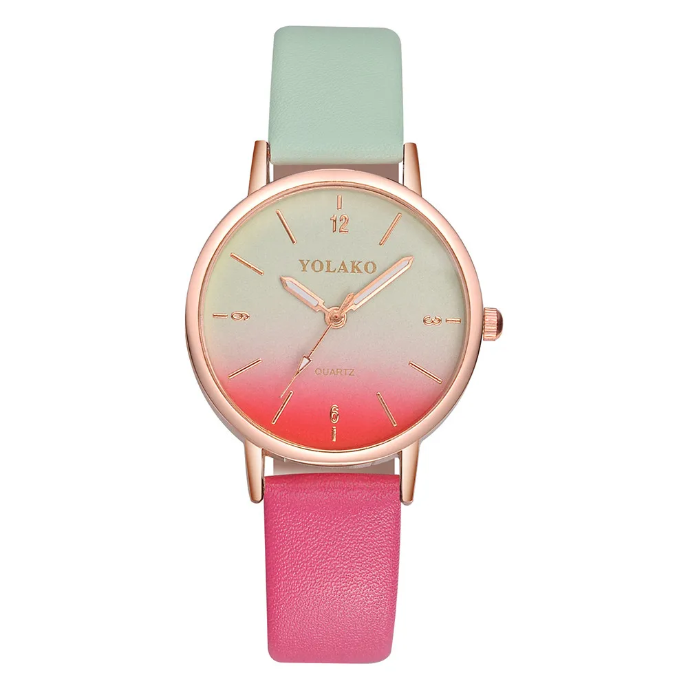 

Quartz Watch Women Fashion Creative Gradient Watches Ladies Casual Leather Band Strap Wristwatch zegarek damski montre femme