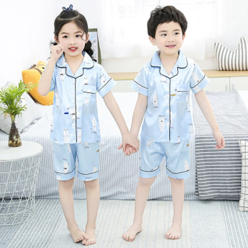 Новое поступление весенне летний пижамный комплект для мальчиков милый Шелковый