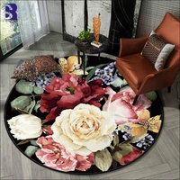 sunnyrain 1 piece printed fleece florals round rug for living room round carpet area rugs for bedroom 100cm 120cm