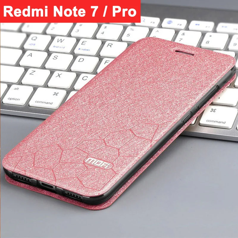 Pink Чехол для xiaomi redmi note 7, чехол для redmi note 7pro, флип-чехол mofi, кожаный чехол-книжка с подставкой, 360 °, fundas, Роскошный чехол для xiaomi redmi note 7 - Цвет: Pink