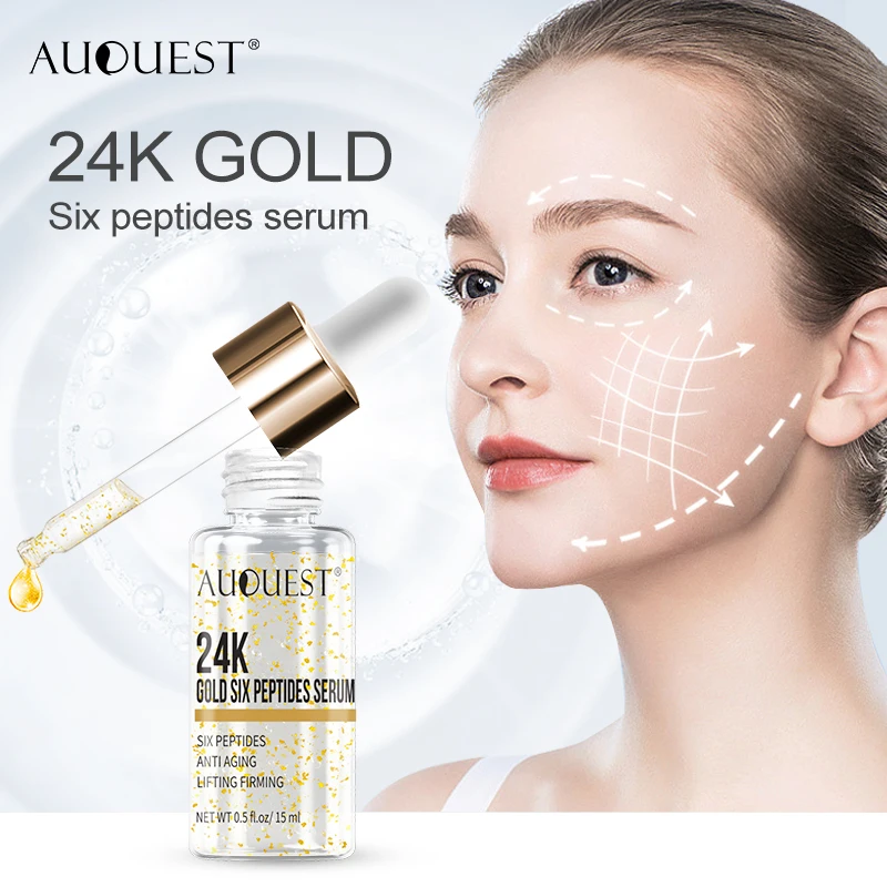 

AuQuest 24K Gold Face Serum Skincare Anti Wrinkles Moisturing Whitening Cosmetics Skin Lifting Essence for Face Care 15ml