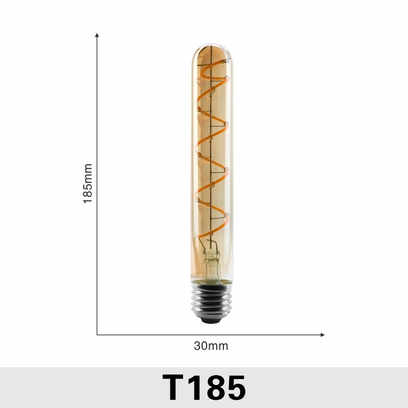 T185 С регулируемой яркостью Edison лампа 4 Вт 2200K C35 T45 A60 ST64 G80 G95 G125 спираль светильник светодиодный Лампа накаливания подвесной светильник в стиле ретро декоративный светильник ИНЖ - Испускаемый цвет: T185