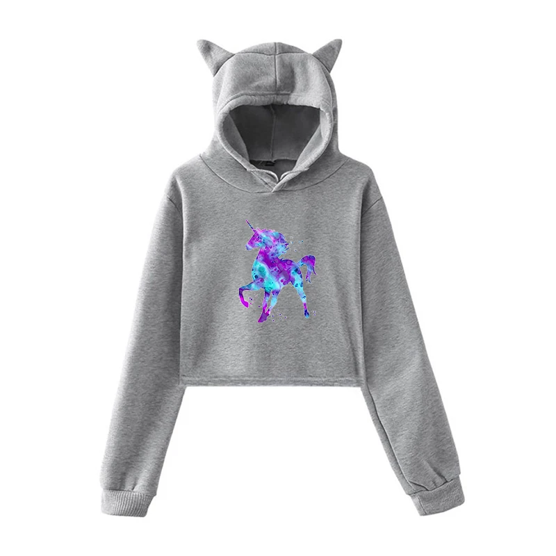 Толстовка в стиле Харадзюку; забавные толстовки с единорогом; Bluza damsk; Женский пуловер; Одежда для девочек-подростков; Осенняя теплая уличная одежда - Цвет: 2