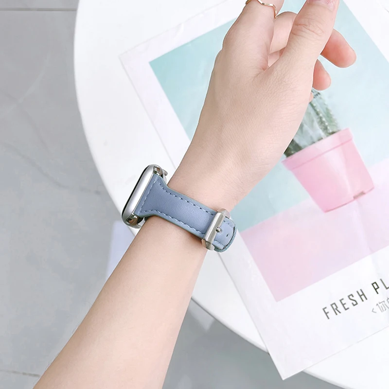 

Genuine Leather Women Band for Apple Watch 38MM 40MM 42MM 44MM Strap for iWatch series 5 4 3 2 1 Watchband accessories