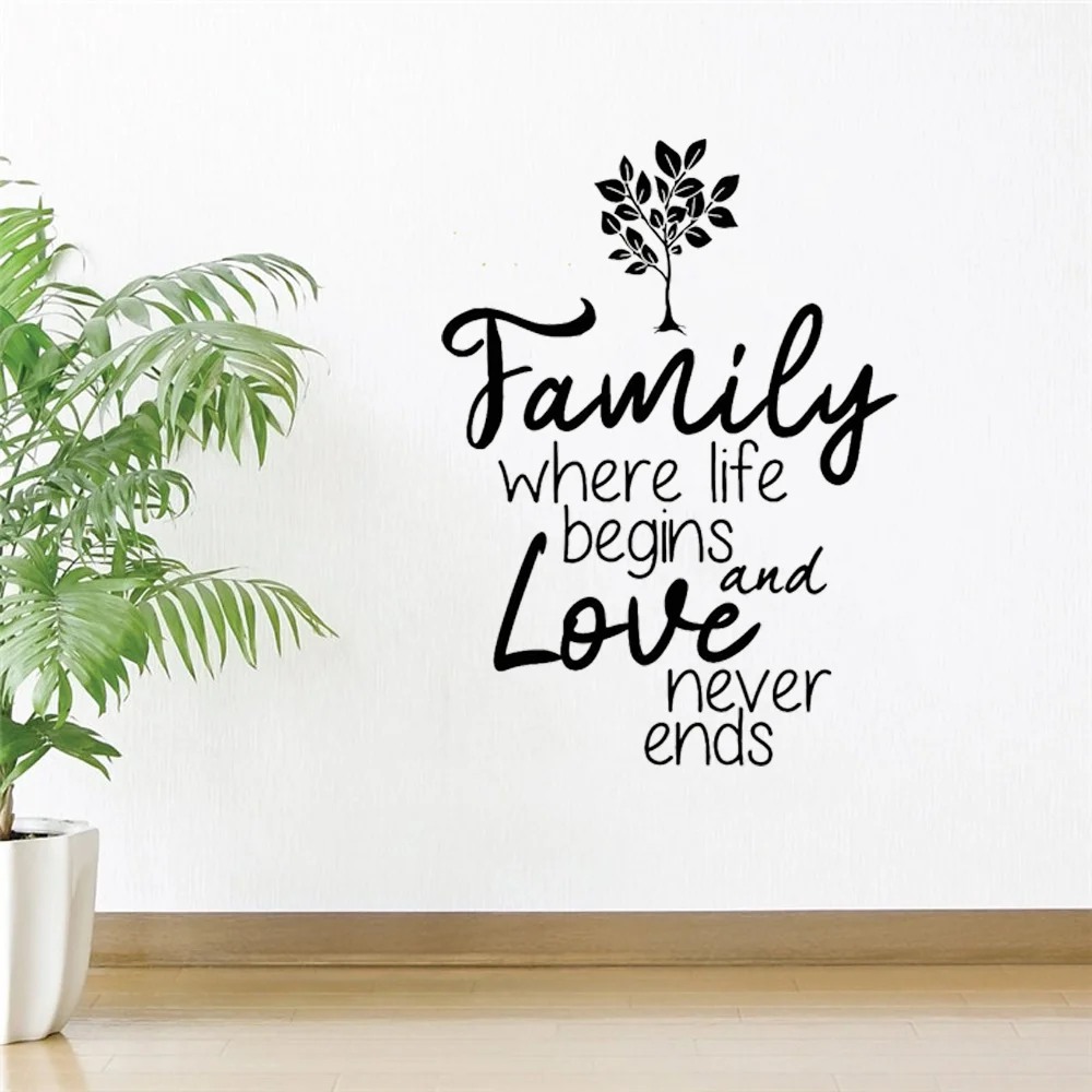 Виниловые наклейки для всей семьи Наклейки стен где начинается жизнь и любовь