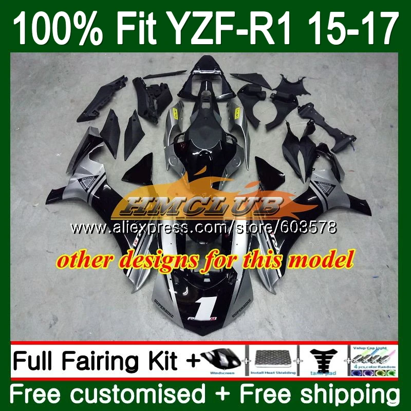 Инъекций для YAMAHA YZF R1 1000 2015 2016 2017 127CL. 9 цвет: черный синий R 1 YZF1000 YZFR1 15 16 17 обтекатель