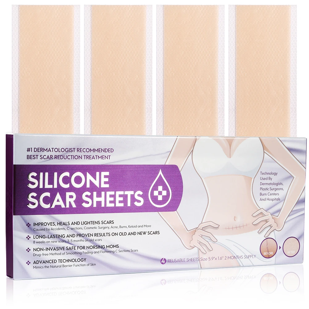 

4 Pcs Silicone Scar Sheets Body Foot Hand Care Repair Scar Stickers Scar Away Treatment Sheet Tape Skin Repair Scar Patch