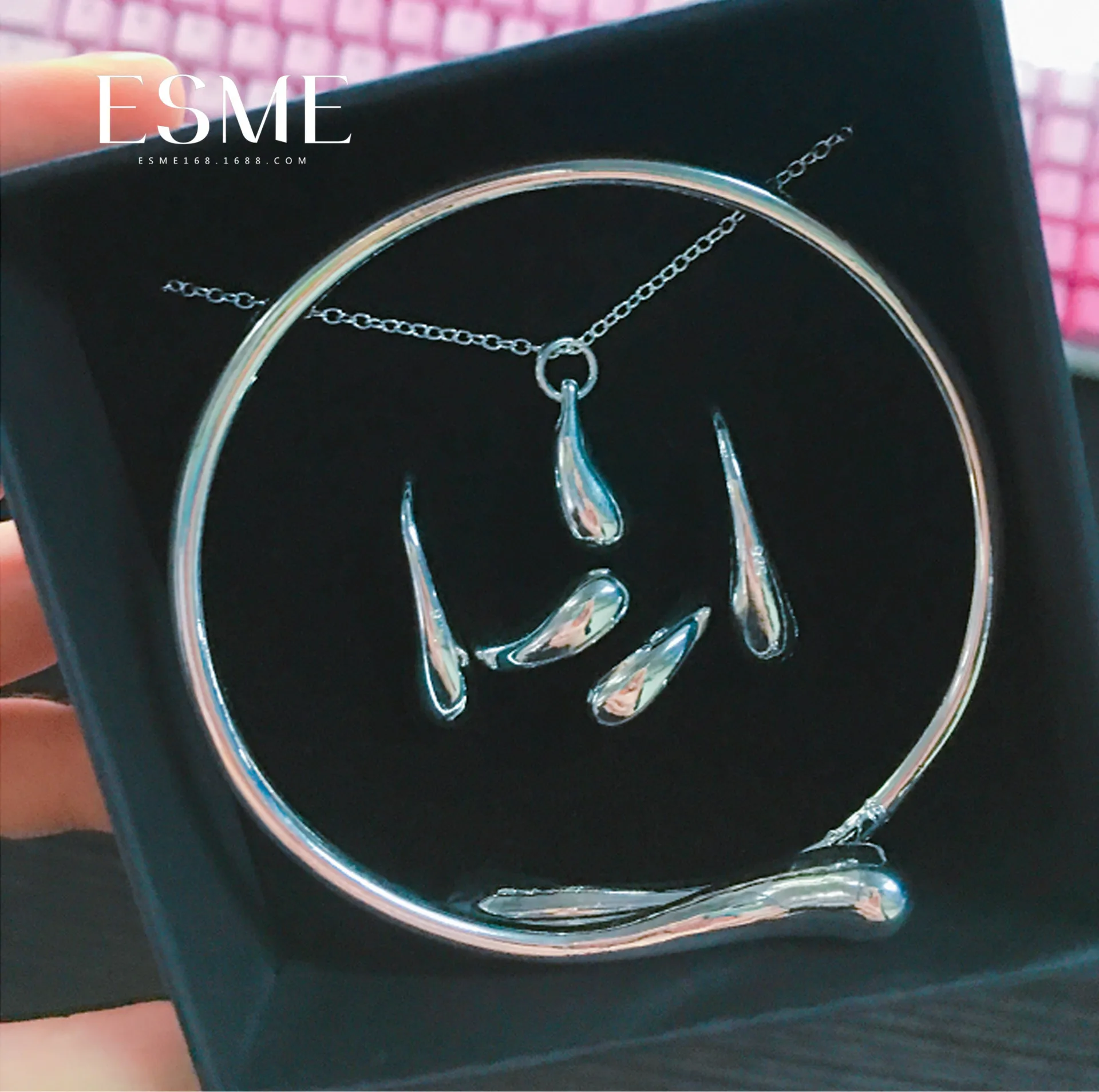 Luxury 925 Sterling Silver Jewelry Sets Water Drop Tears Necklace+Earrings+Bracelet+Ring for Women Gift Xmas Jewelry Para Mujer