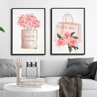 flower perfume fashion poster women handbag canvas painting wall art print modern picture for living room on the wall home decor