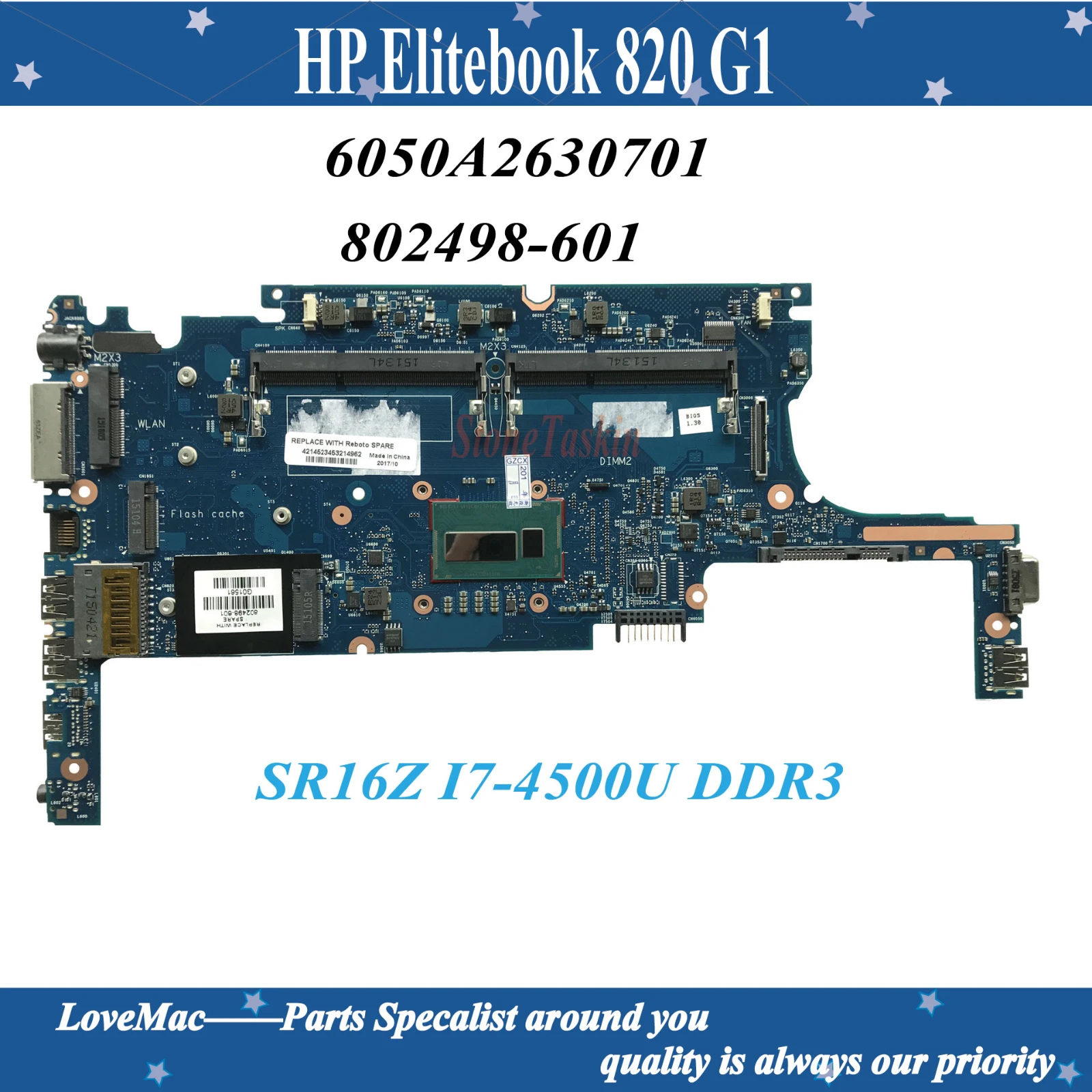 Высокое качество 802498 601 для HP Elitebook 820 G1 материнская плата ноутбука 6050A2630701 SR16Z I7 4500U