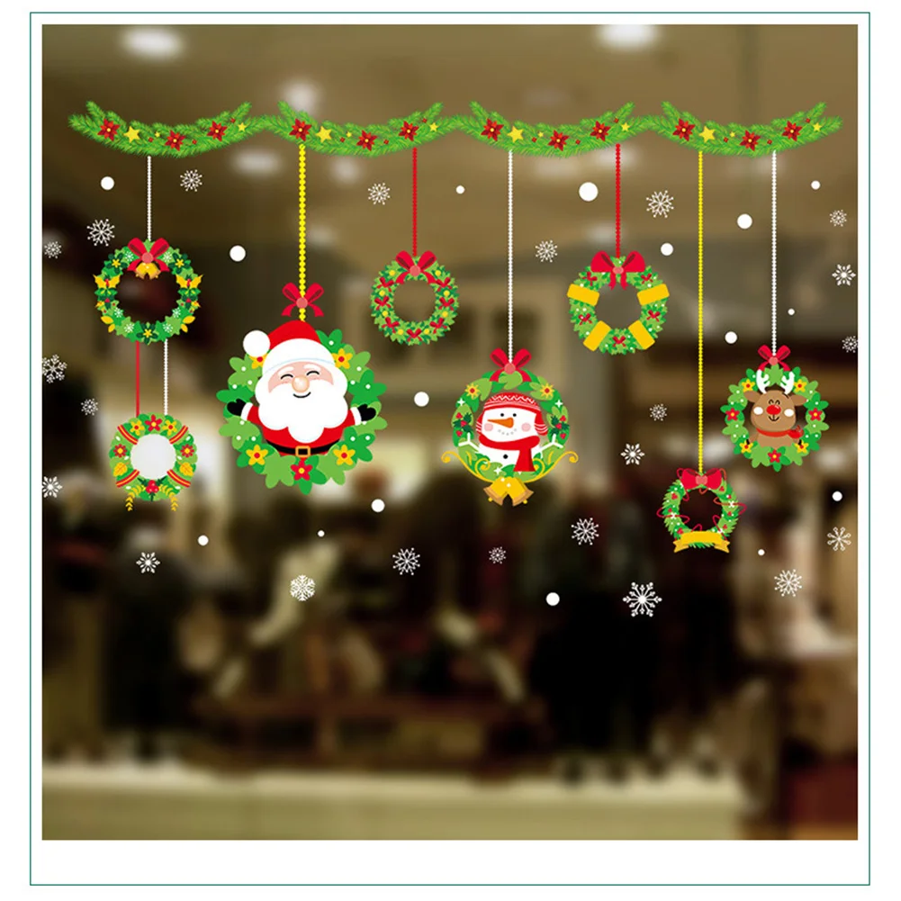 Рождественские украшения окна стеклянные Праздничные наклейки двухсторонняя