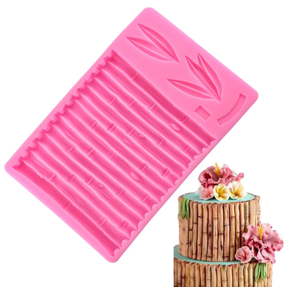 pink 3D бамбуковая Силиконовая Форма торт кайма для мастики формы DIY Украшение торта сахарата инструменты Конфеты шоколадная мастика формы - Цвет: pink